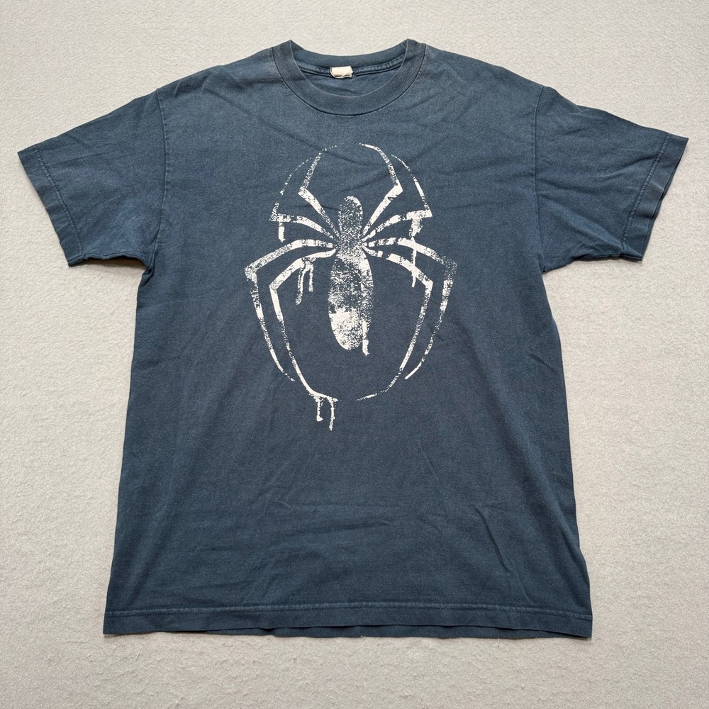 Marvel Spider-Man T-Shirt Men's Large Black Faded Cotton Short Sleeve Streetwear